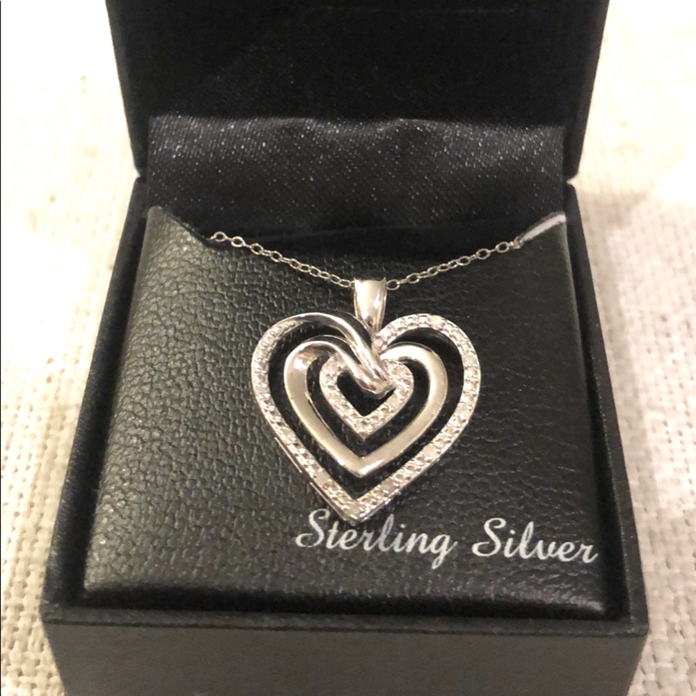 Sterling Silver & Diamond Heart Necklace